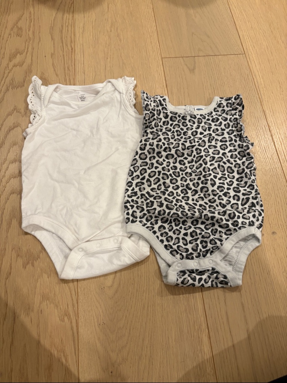 GAP & OLD NAVY Baby White and leopard print bodysuits